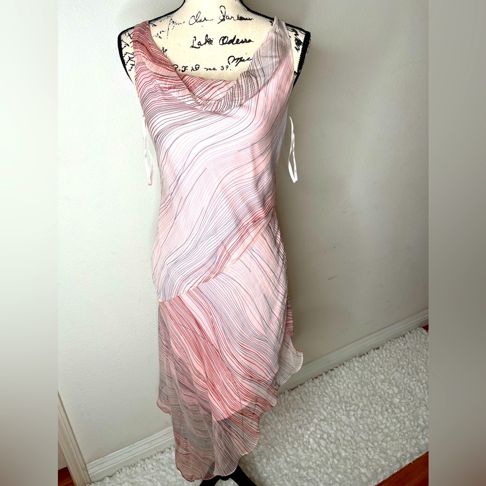 BCBG asymmetrical strip dress